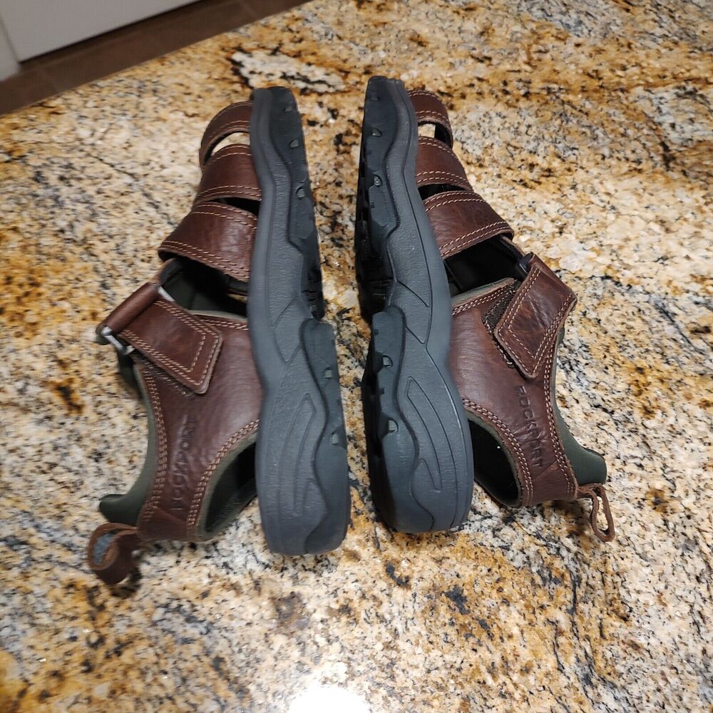 Rockport Rocklake Fisherman Sandals Brown Leather CI6849 Men's Size 8W EUC - Picture 7 of 12